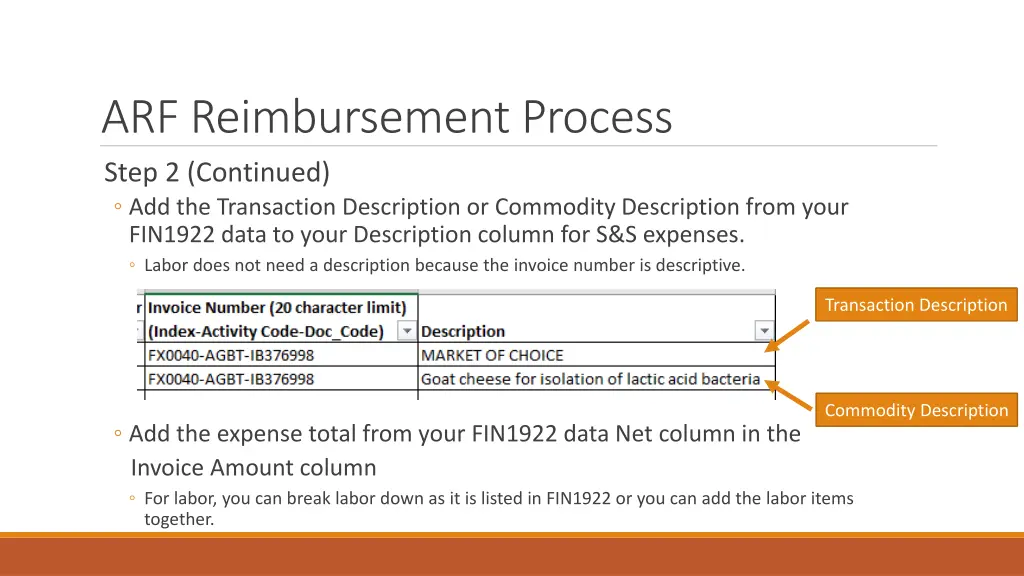 arf reimbursement process step 2 continued