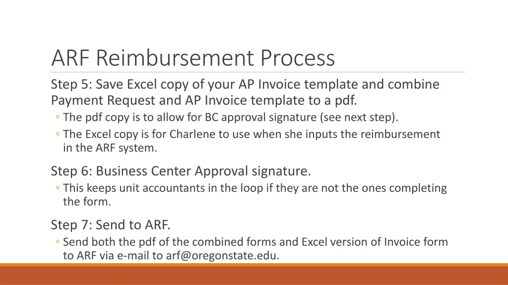 arf reimbursement process step 5 save excel copy