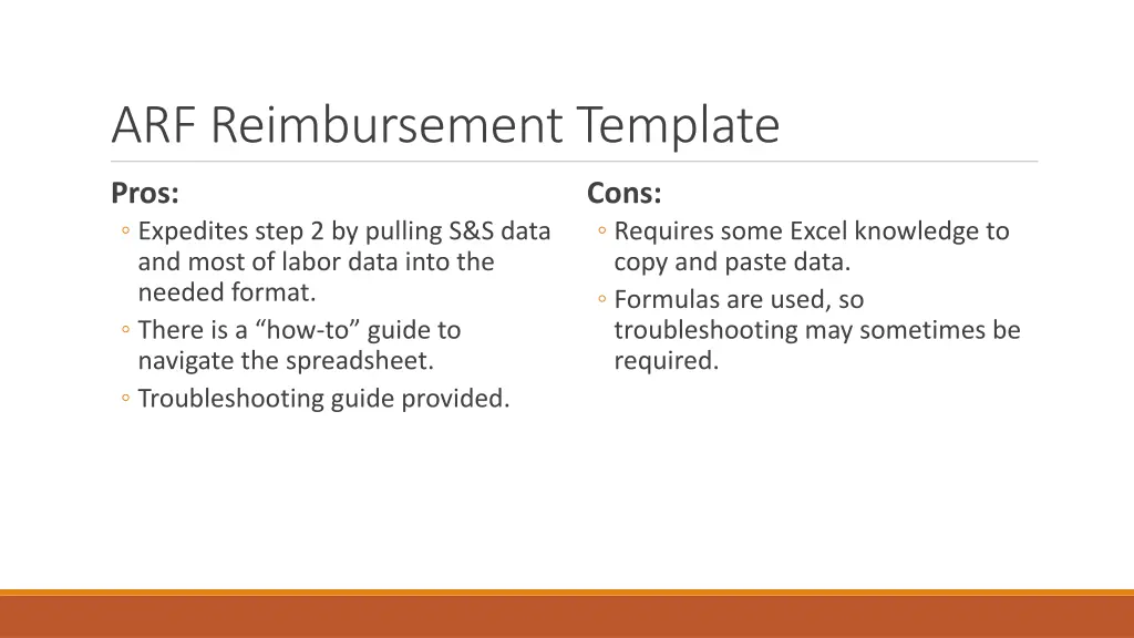 arf reimbursement template 1