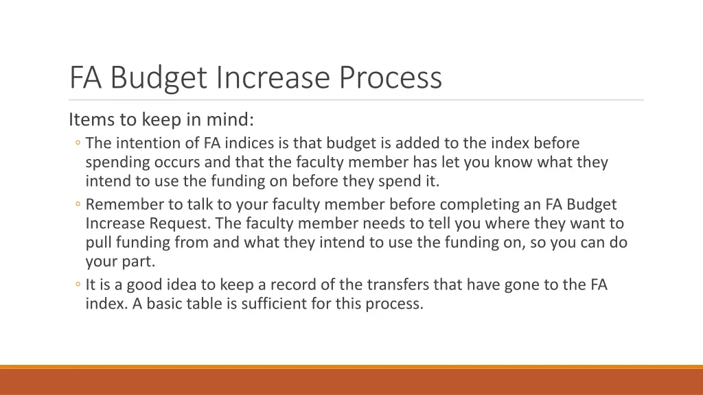 fa budget increase process 1