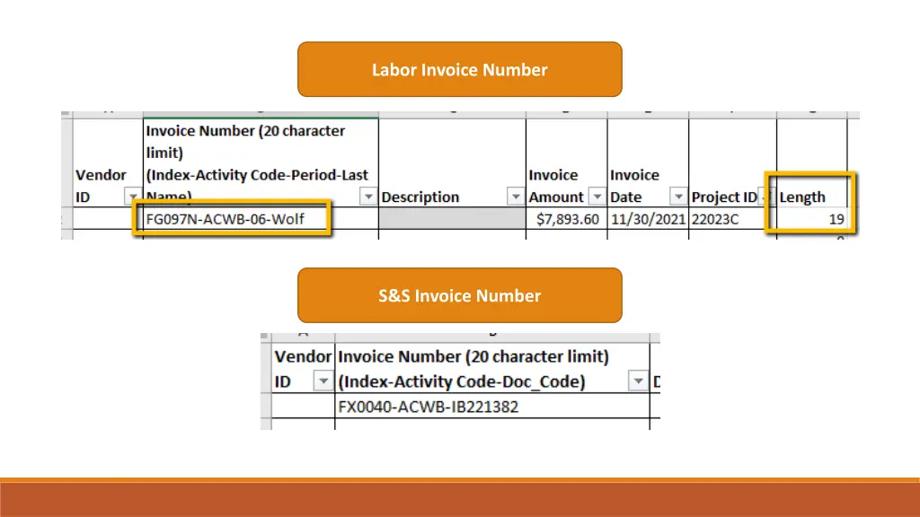 labor invoice number