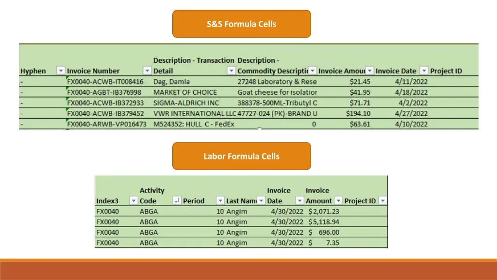 s s formula cells