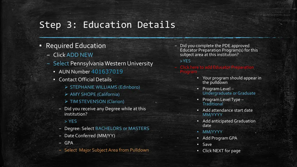 step 3 education details