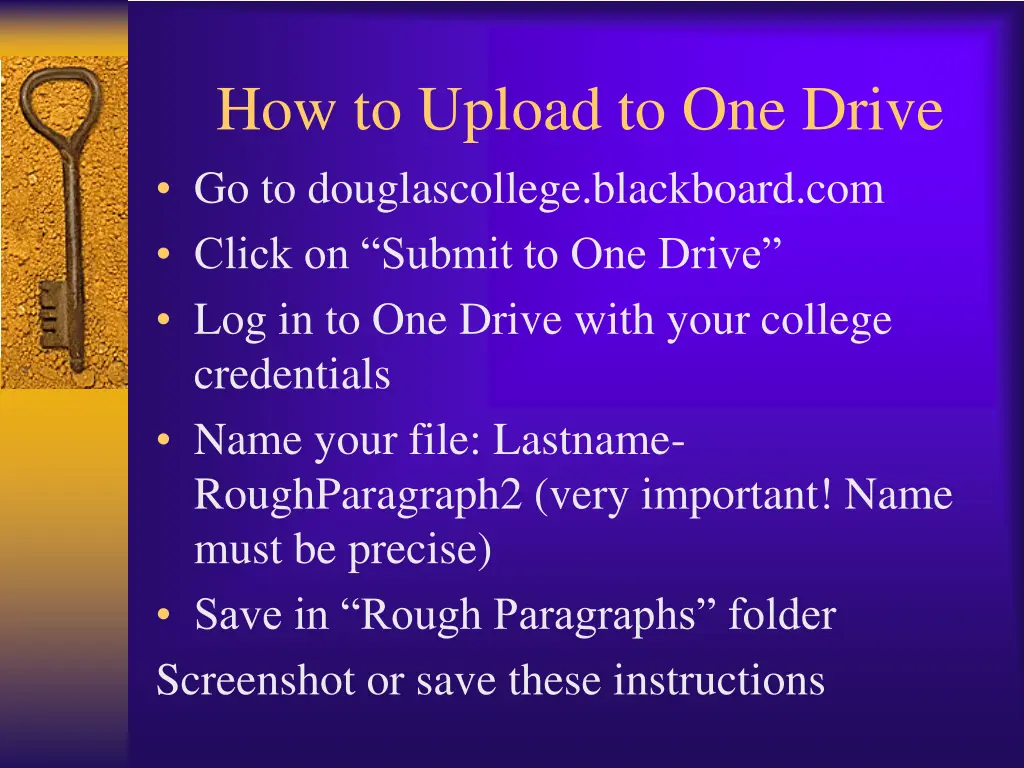 how to upload to one drive go to douglascollege