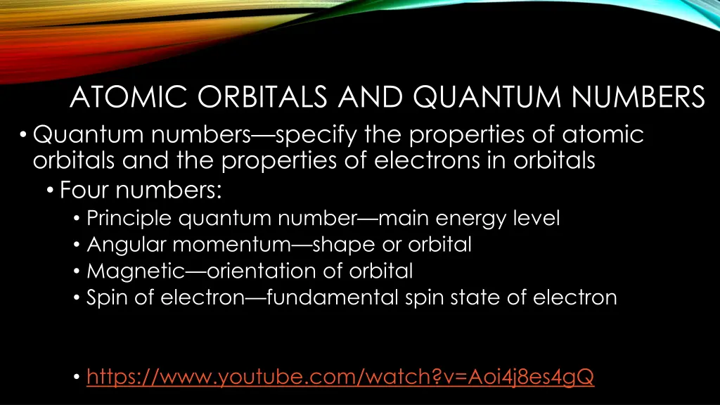 atomic orbitals and quantum numbers quantum