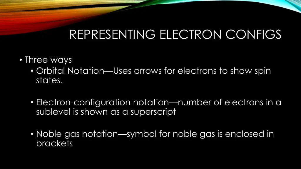 representing electron configs