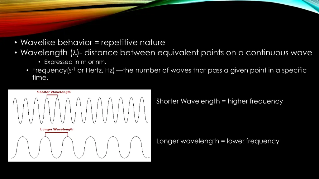 wavelike behavior repetitive nature wavelength