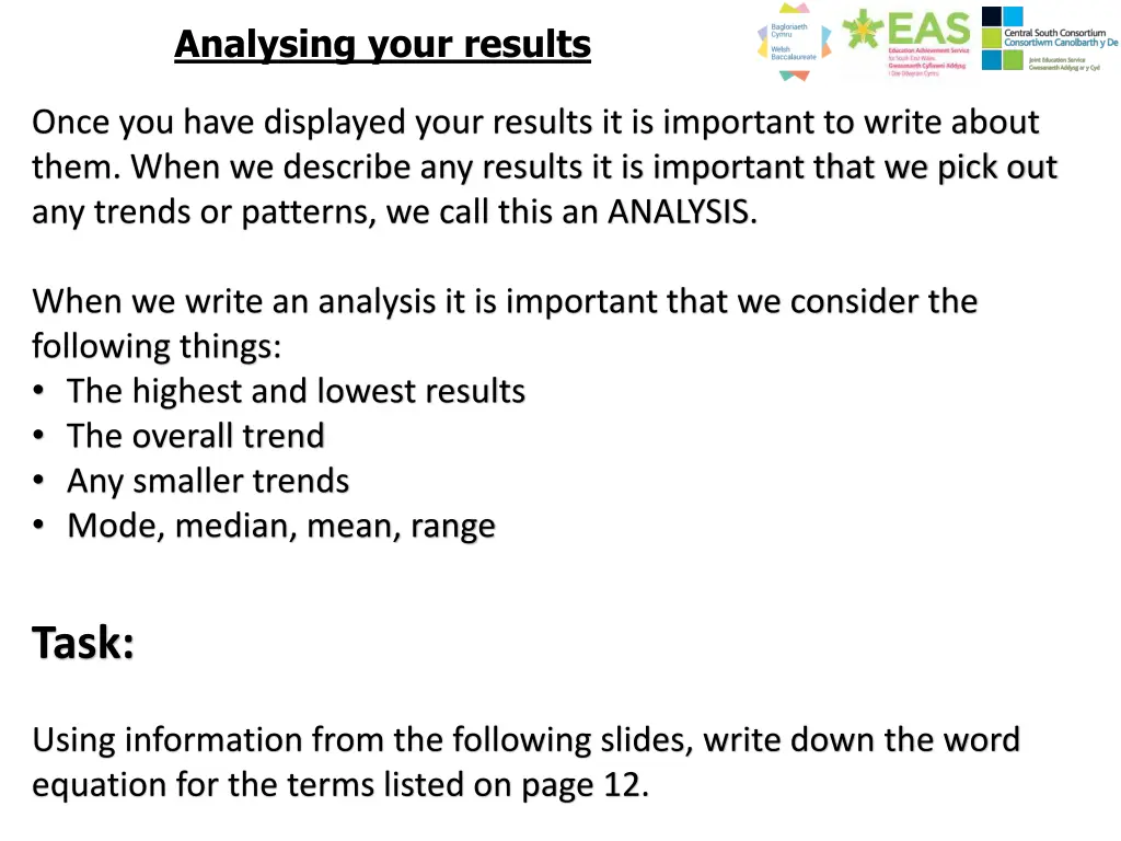 analysing your results