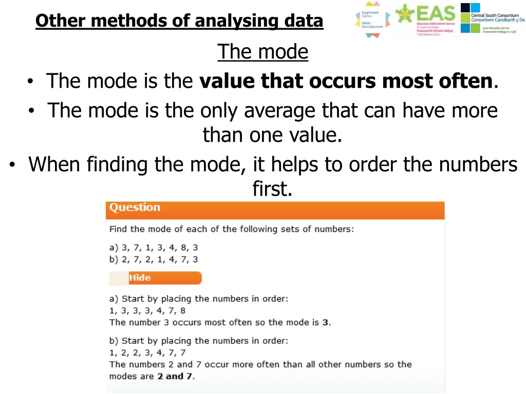 other methods of analysing data 2