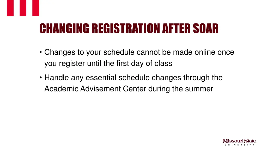 changing registration after soar