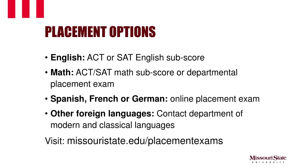 placement options