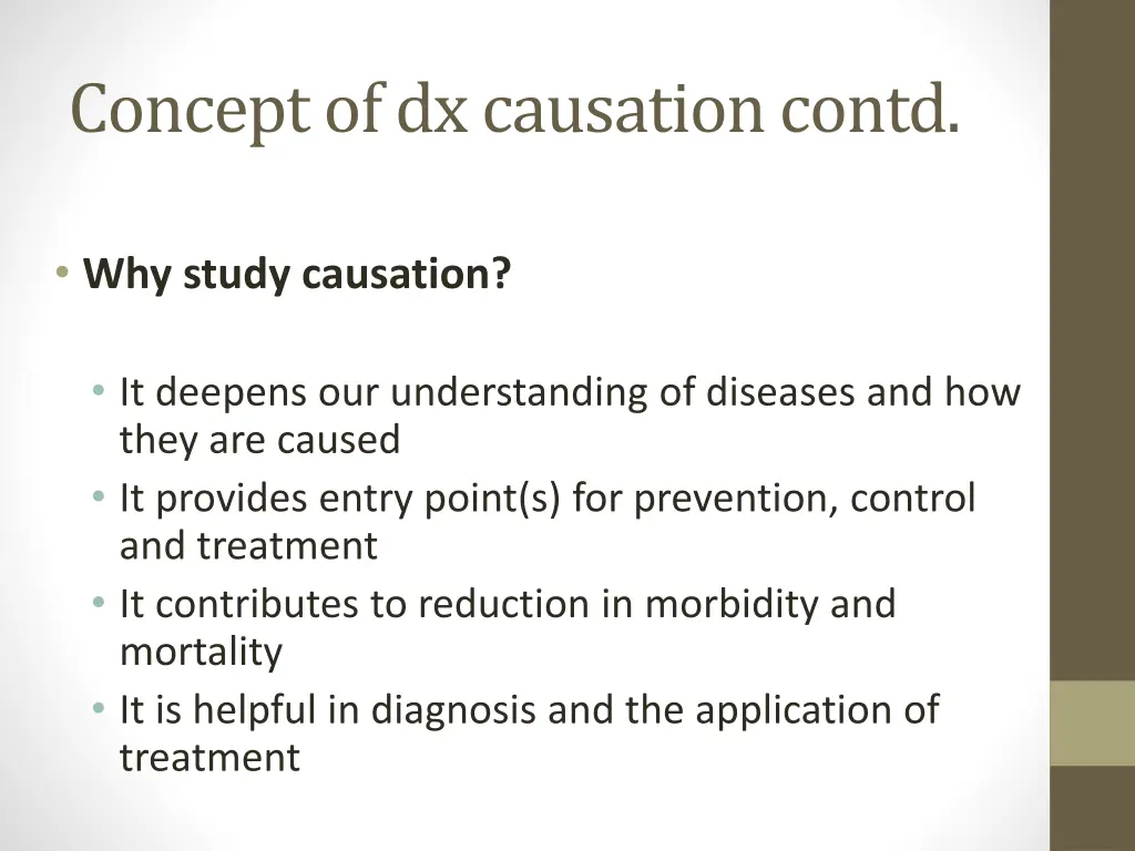 concept of dx causation contd