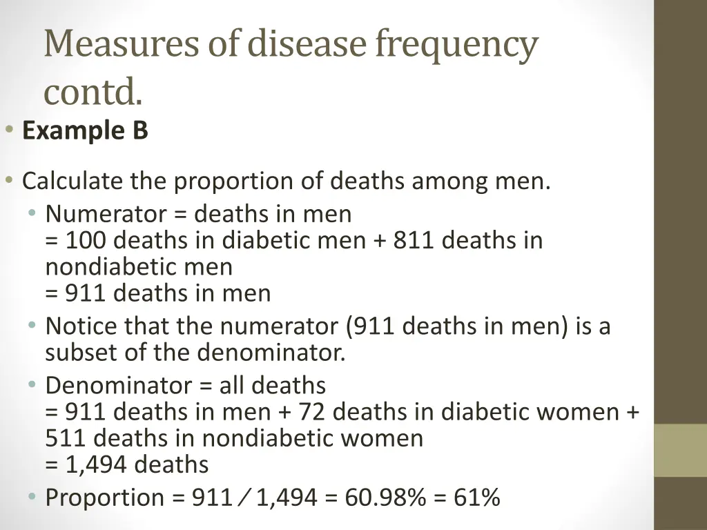 measures of disease frequency contd example b