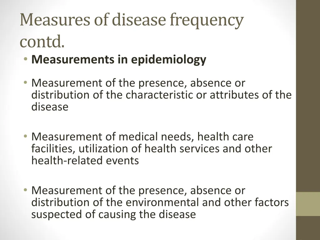 measures of disease frequency contd measurements