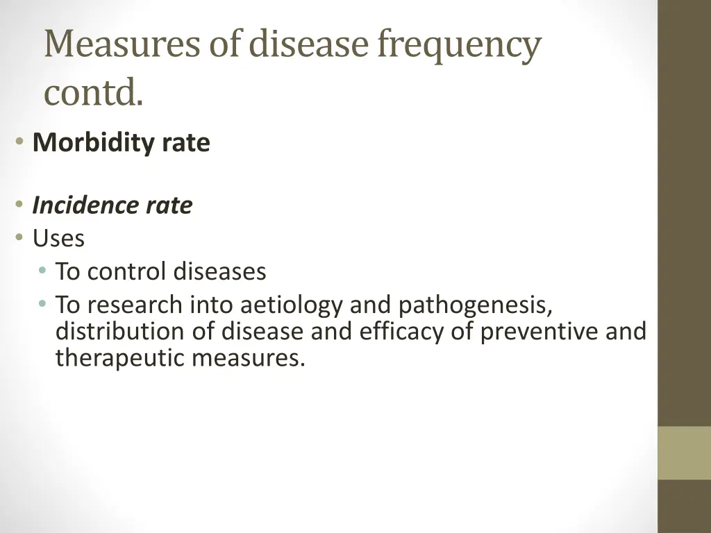 measures of disease frequency contd morbidity rate 2