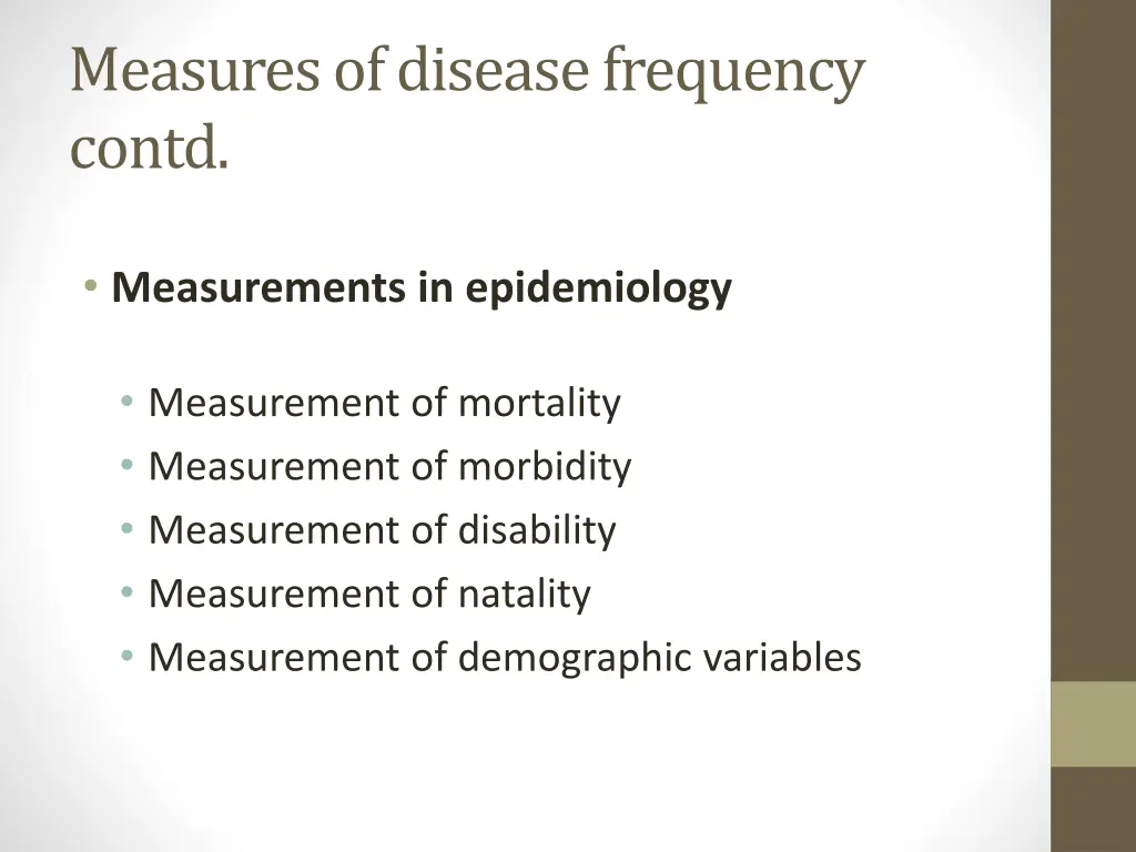 measures of disease frequency contd