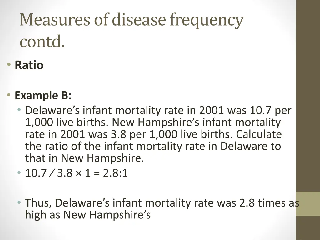 measures of disease frequency contd ratio 2