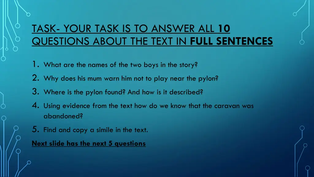 task your task is to answer all 10 questions