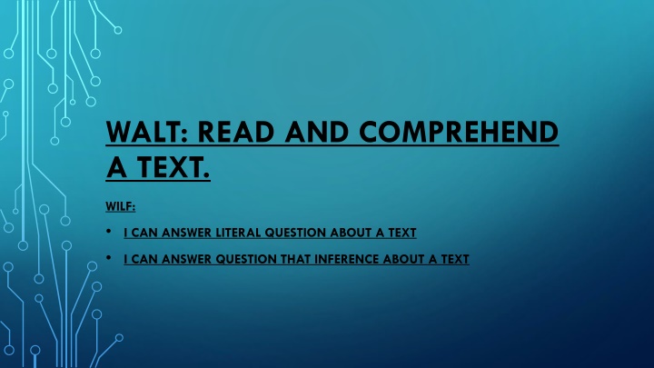 walt read and comprehend a text