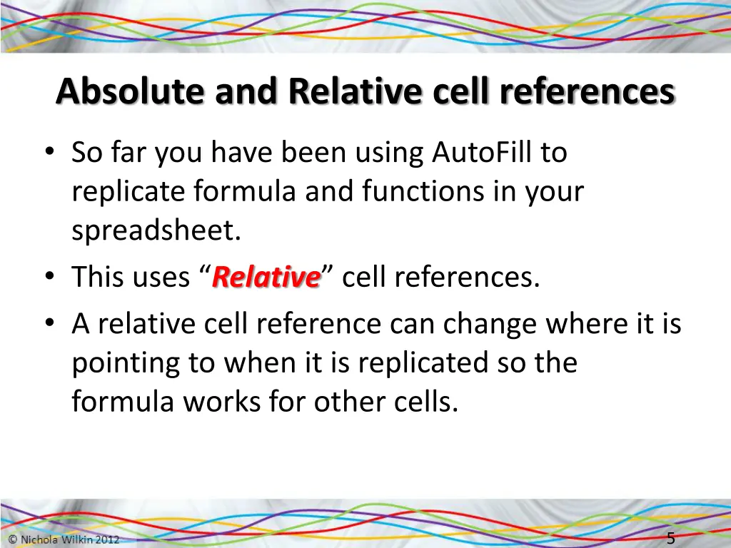 absolute and relative cell references