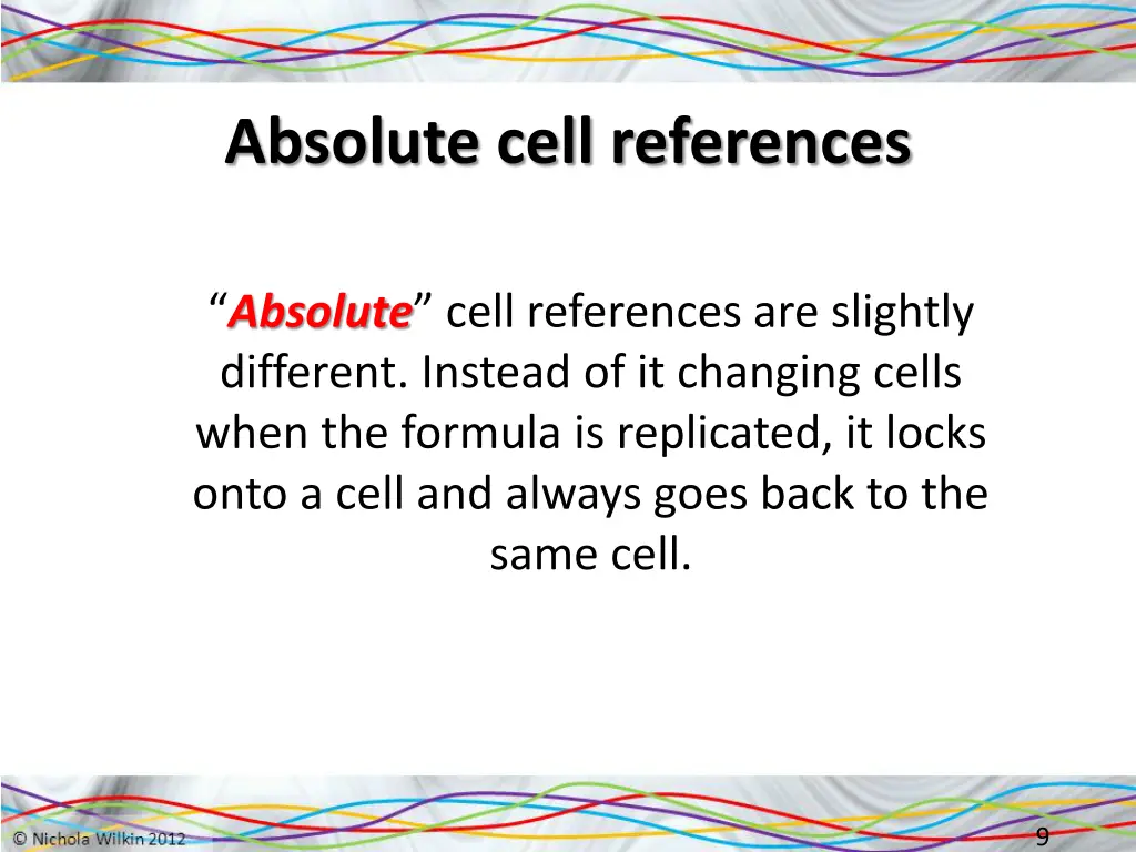 absolute cell references