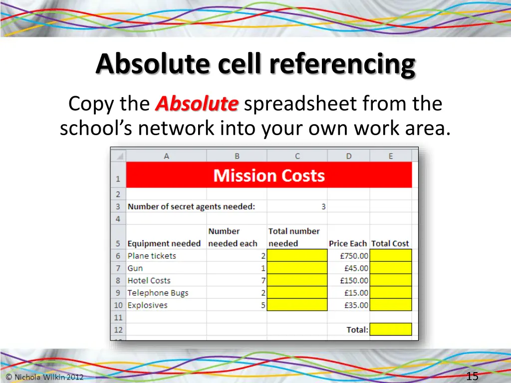 absolute cell referencing