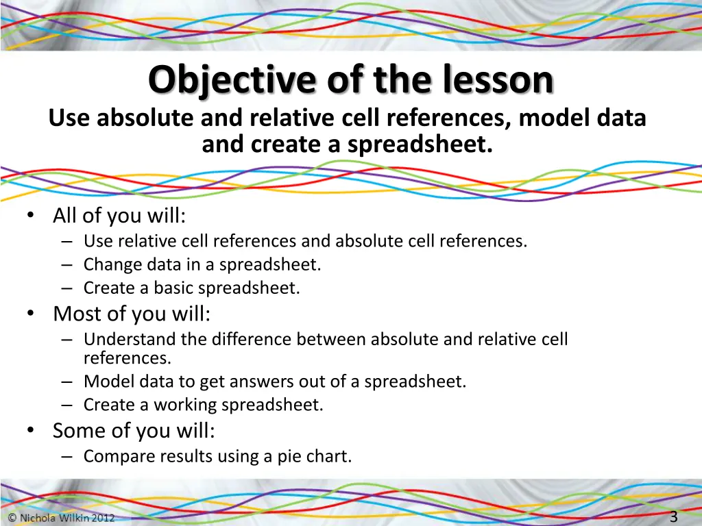 objective of the lesson use absolute and relative