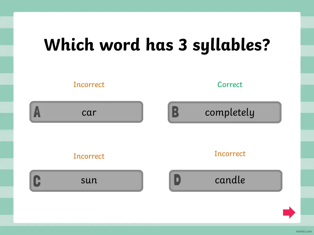 which word has 3 syllables 1