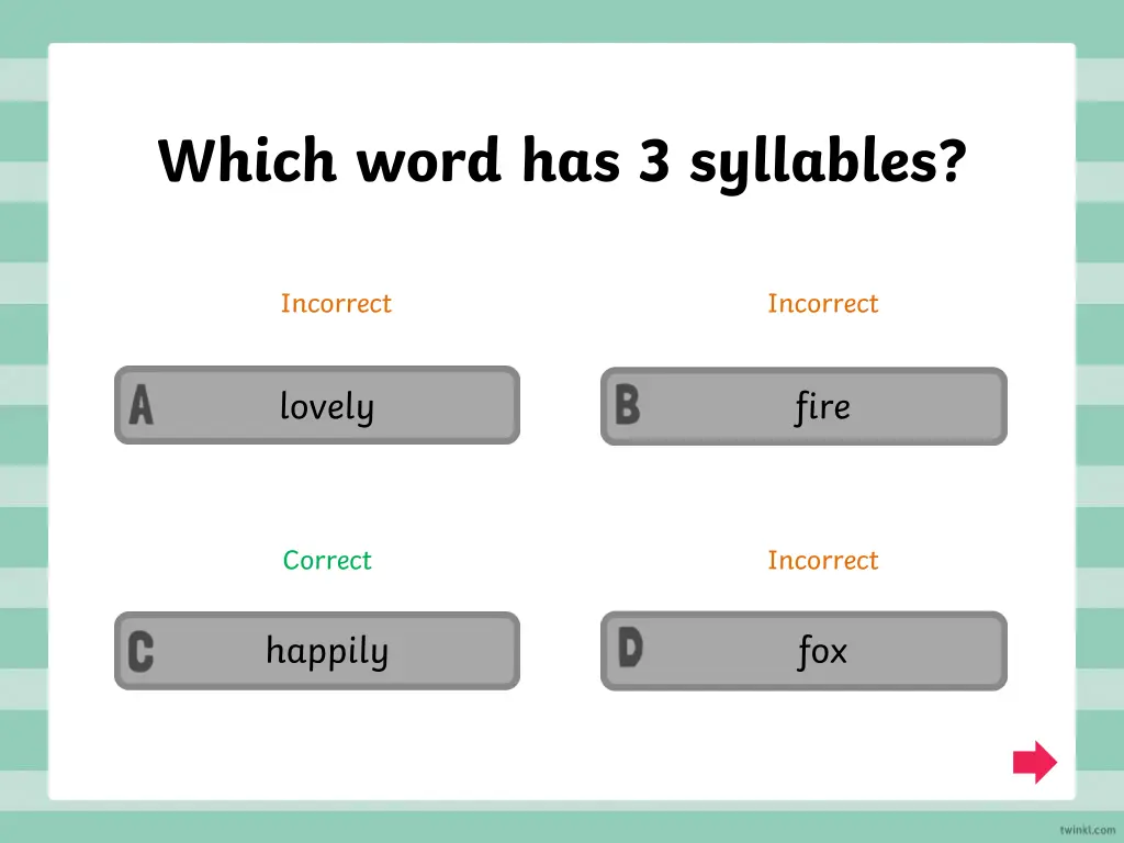 which word has 3 syllables