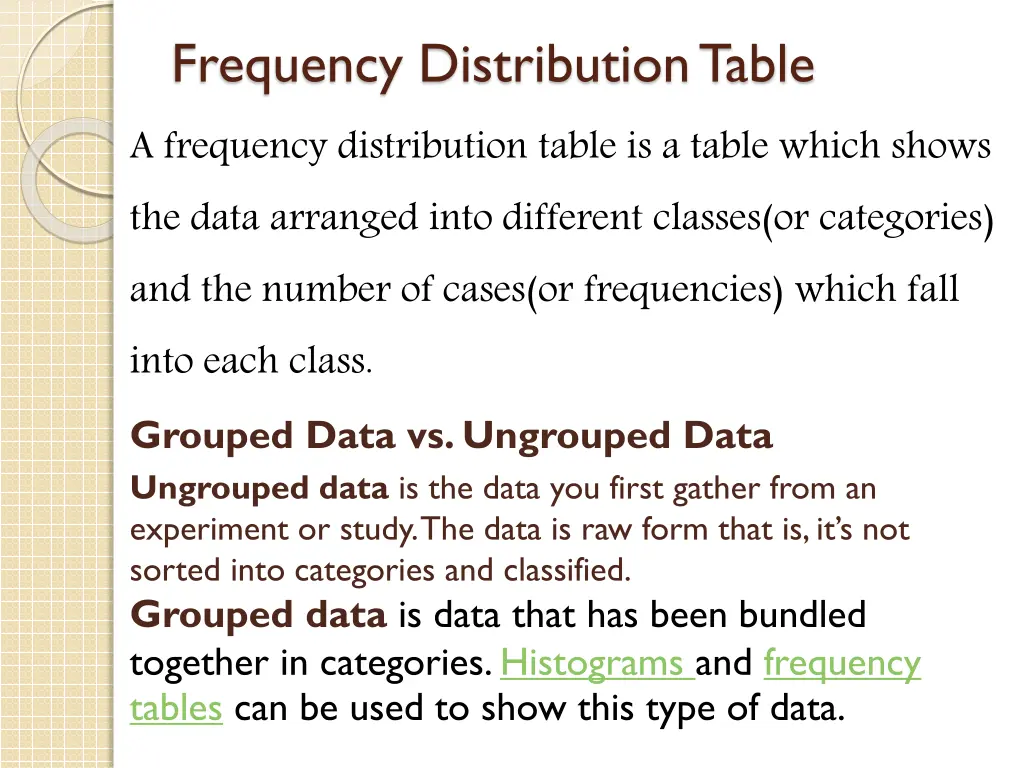 frequency distribution table