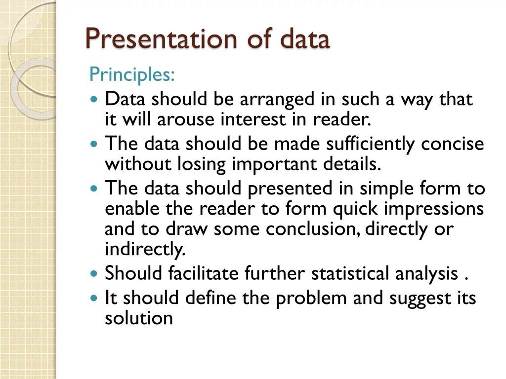 presentation of data principles data should