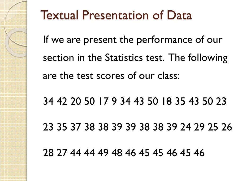 textual presentation of data