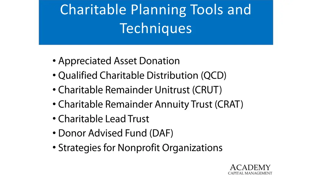 charitable planning tools and techniques