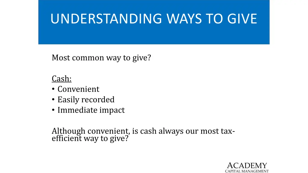 understanding ways to give