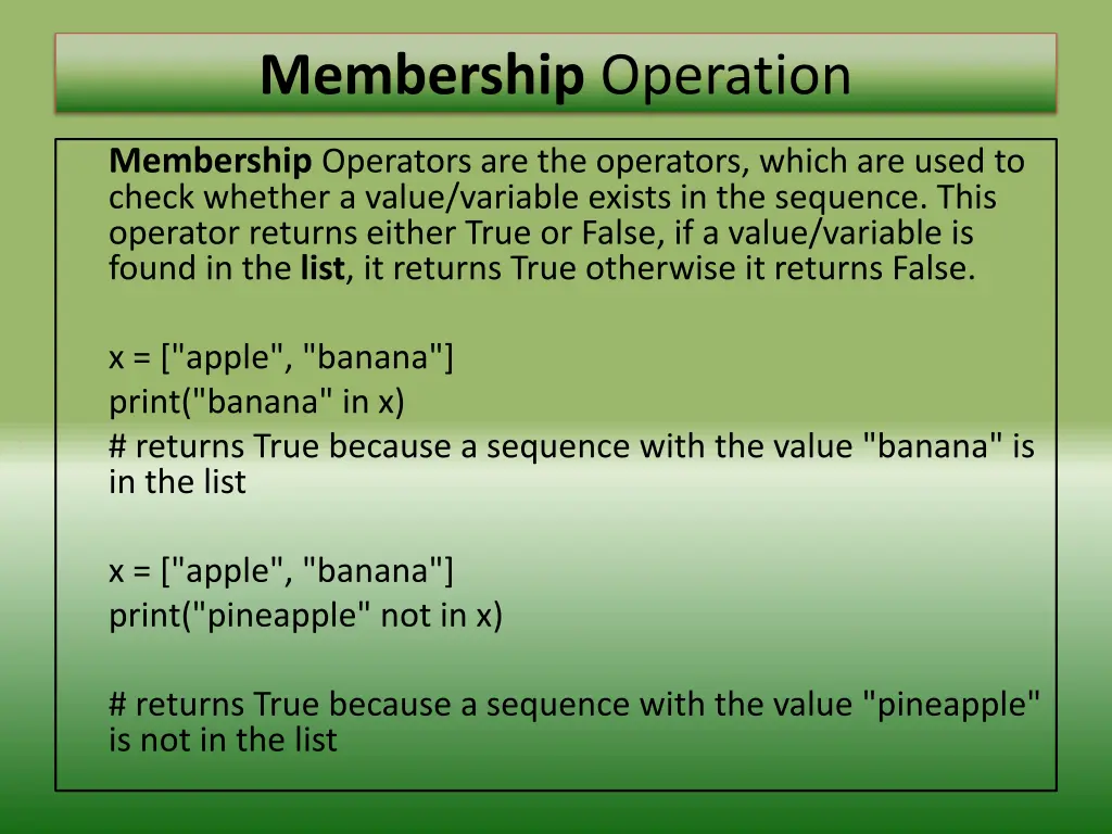 membership operation