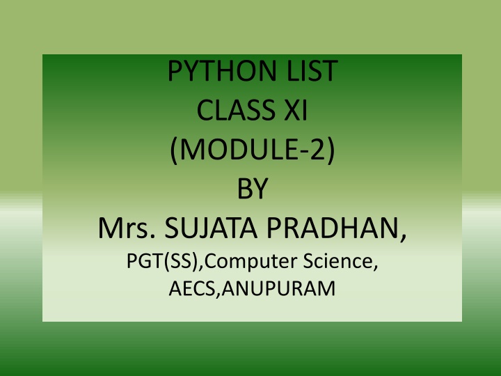 python list class xi module 2 by mrs sujata