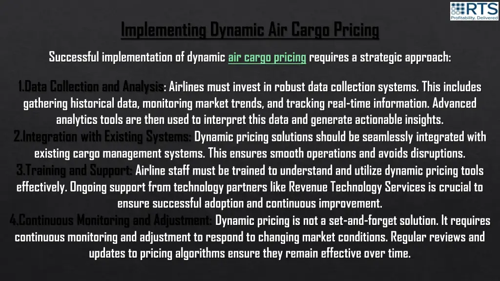 implementing dynamic air cargo pricing