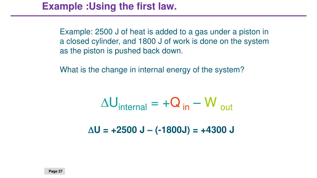 example using the first law 1