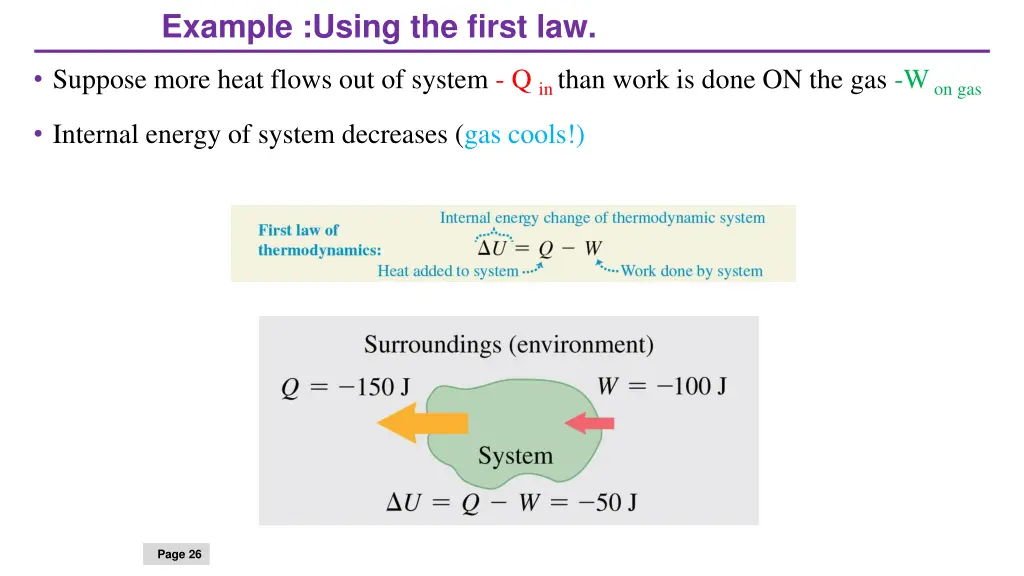 example using the first law