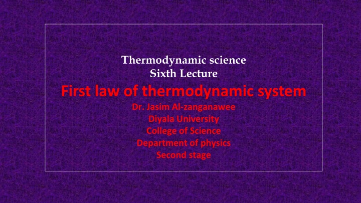 thermodynamic science sixth lecture first