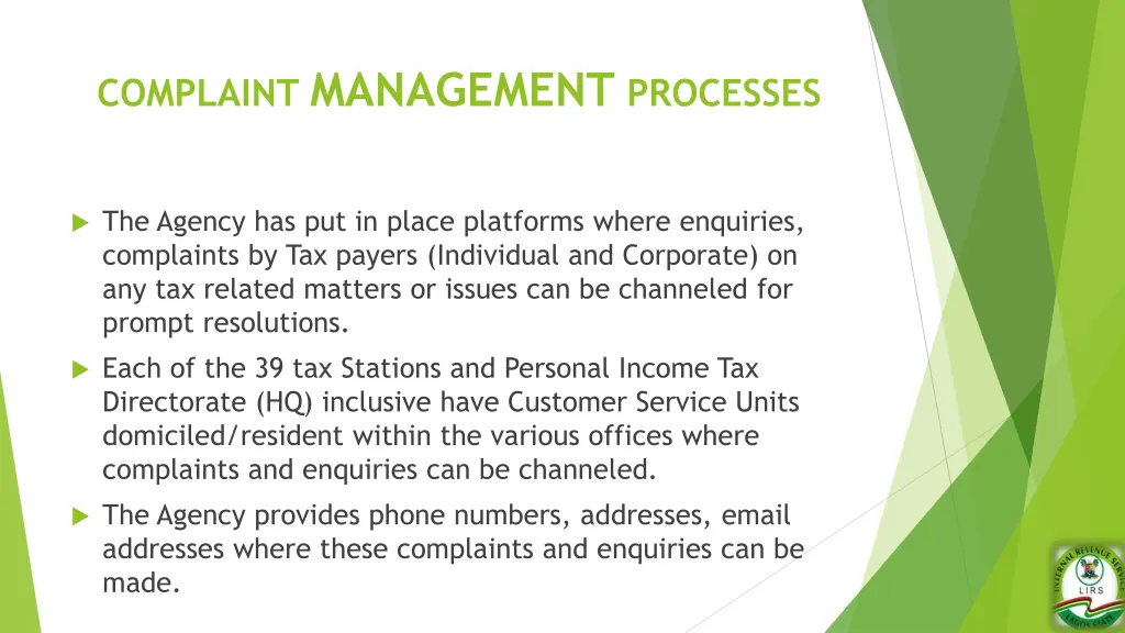 complaint management processes