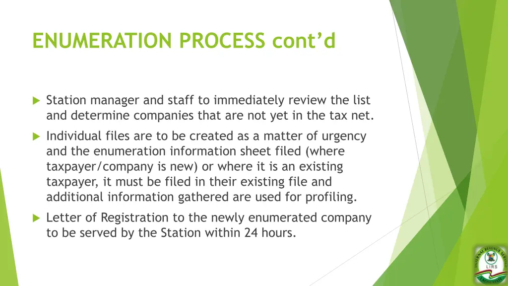 enumeration process cont d