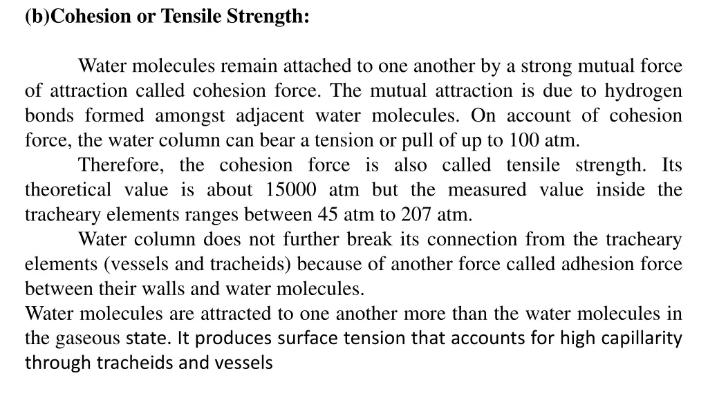 b cohesion or tensile strength