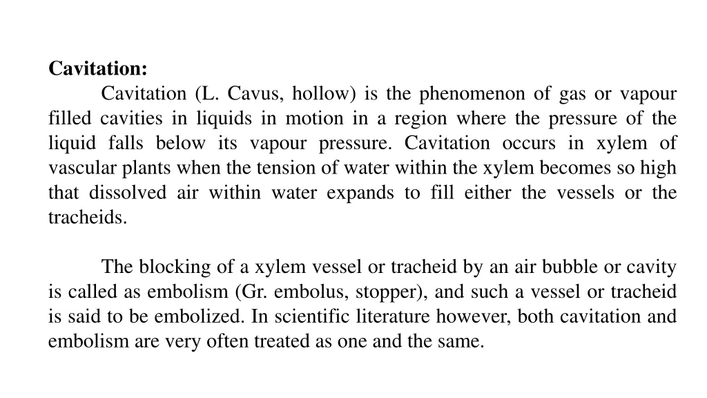 cavitation filled cavities in liquids in motion