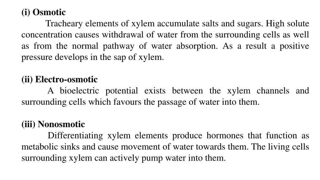 i osmotic concentration causes withdrawal