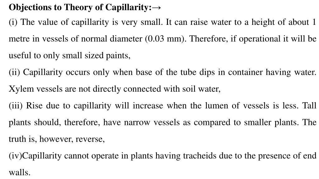 objections to theory of capillarity i the value