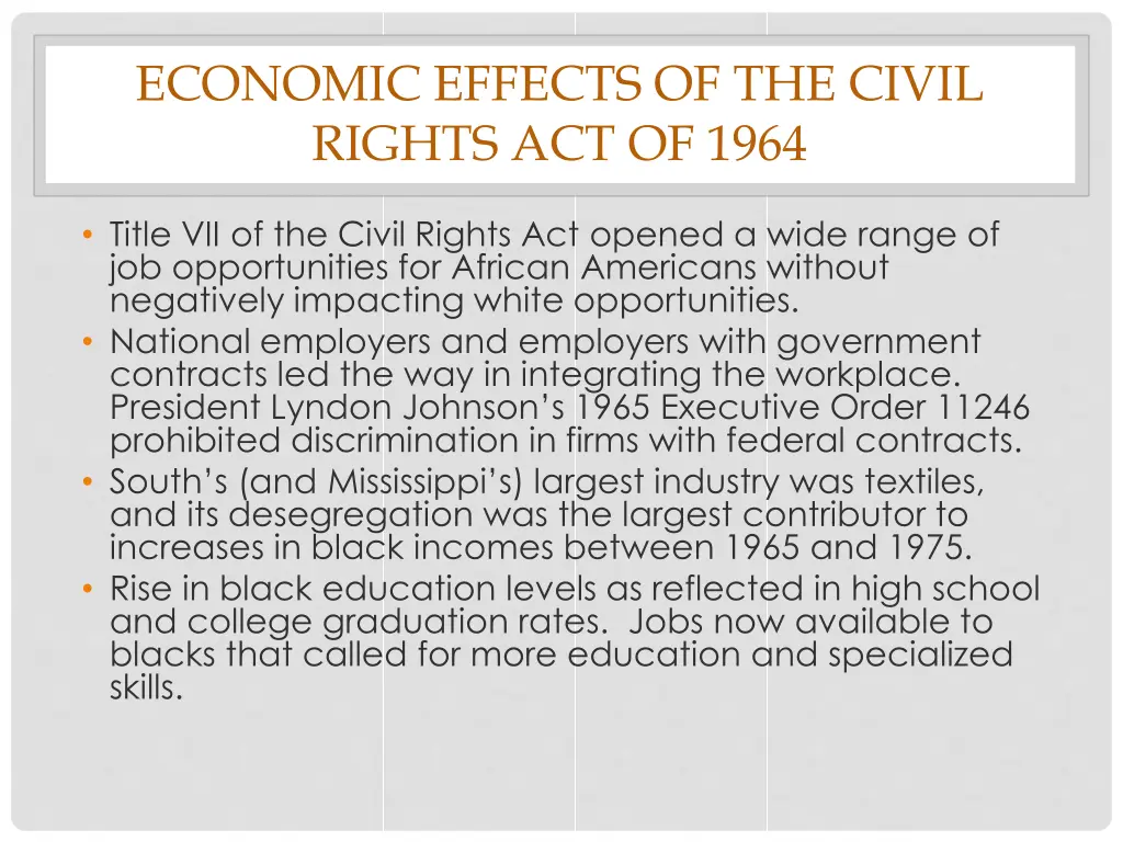 economic effects of the civil rights act of 1964