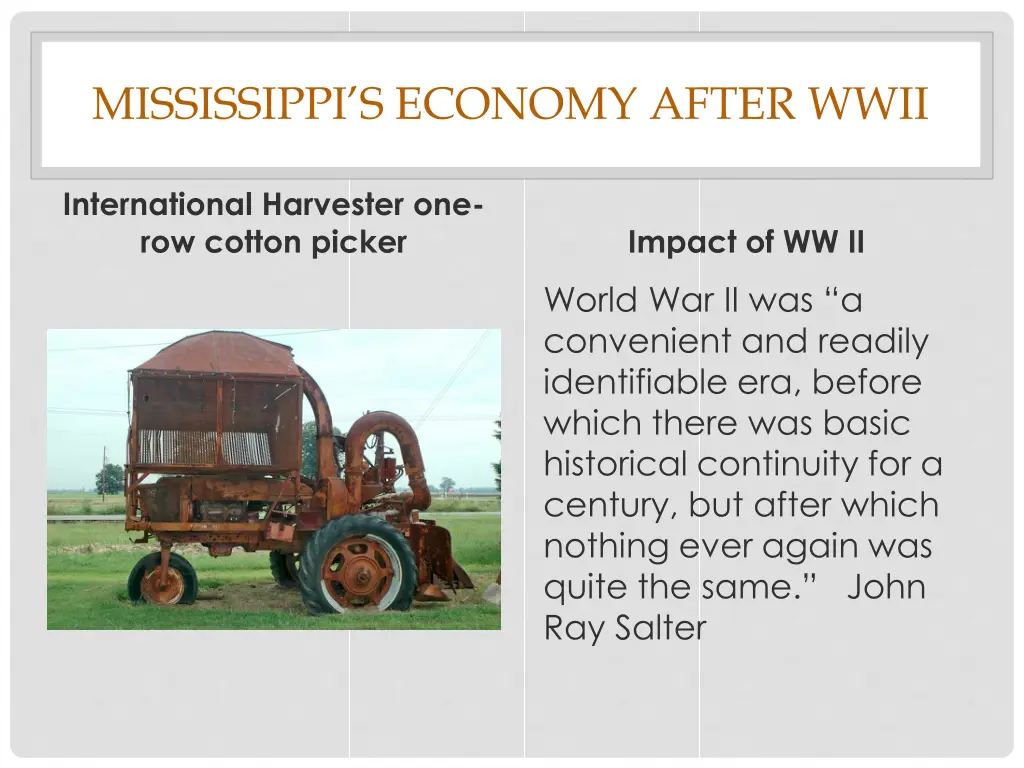 mississippi s economy after wwii