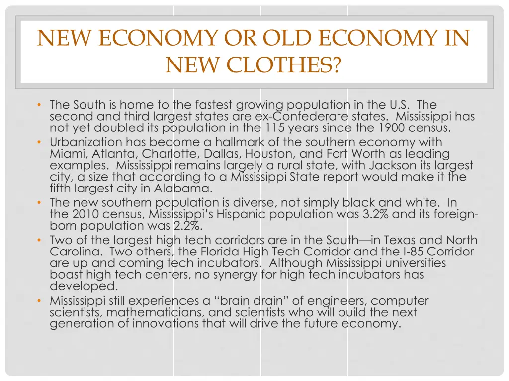 new economy or old economy in new clothes