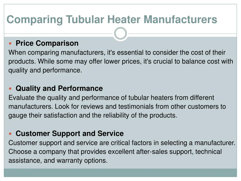 comparing tubular heater manufacturers